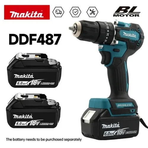 Original Makita DDF487 Cordless Driver Drill Brushless Electric Impact Screwdriver 18V Makita Rechargeable Power Tool battery