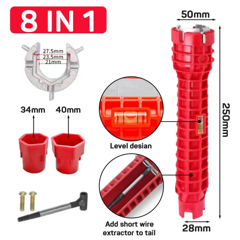 14/8 In 1 Wrench for Sink Faucet Sanitary Repair Tool Double-Head Handle, Installer Ratchet Tool Set for Bathroom Sink Faucet