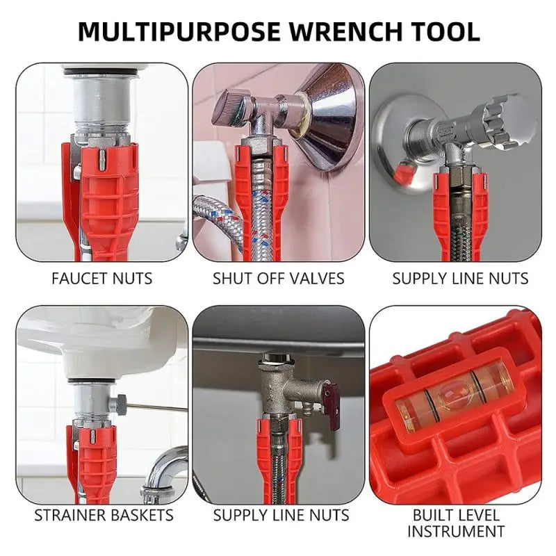 14/8 In 1 Wrench for Sink Faucet Sanitary Repair Tool Double-Head Handle, Installer Ratchet Tool Set for Bathroom Sink Faucet