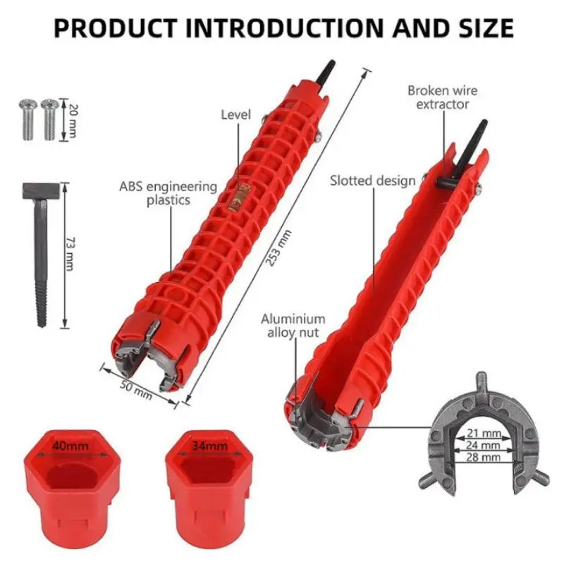 14/8 In 1 Wrench for Sink Faucet Sanitary Repair Tool Double-Head Handle, Installer Ratchet Tool Set for Bathroom Sink Faucet